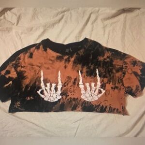 Skeleton Hand Crop Top Small Shein